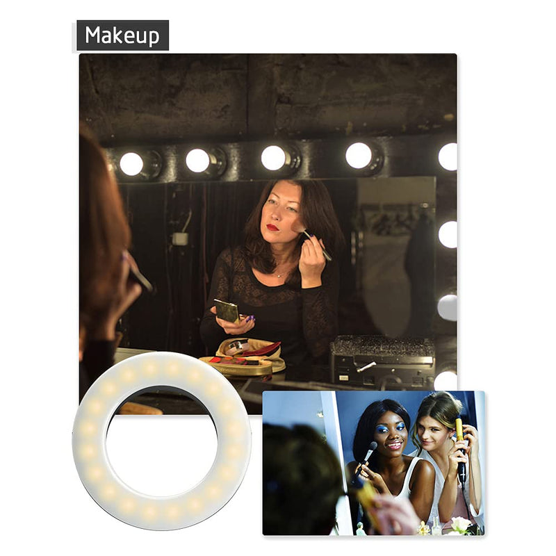 XINBAOHONG Selfie Ring Light Rechargeable Portable Clip-on Selfie Fill Light with 40 LED for Smart Phone Photography, Camera Video, Girl Makes up