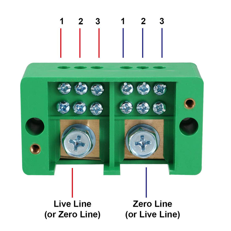 uxcell 2 Inlet 6 Outlet Terminal Strip Blocks 660V 150A Single Phase Distribution Block for Metering Box