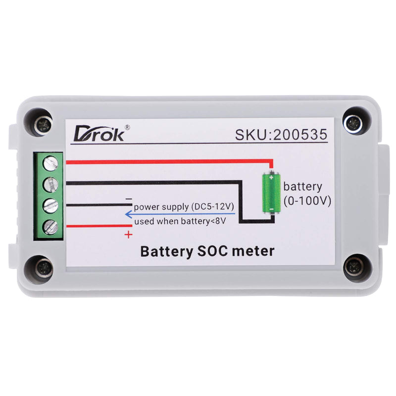 Battery Monitor, DROK DC 0-100V Voltage Capacity Meter, LCD Display Electric Quantity Voltmeter Percentage Level Tester Gauge 12V 24V 36V 48V Battery Indicator Panel