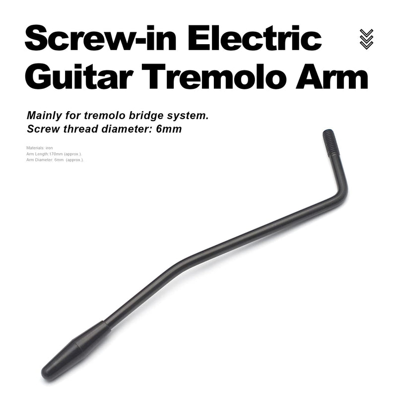 MAXCHEER 6MM Screw-in Electric Guitar Tremolo Arm Whammy Bar for single tremolo bridge system with M6 bolt (Black) Black