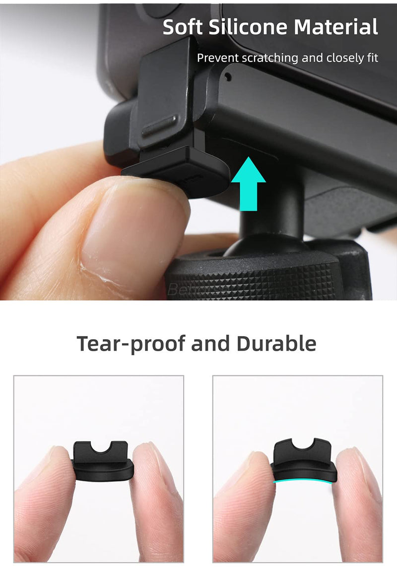 4pcs Silicone anti-release plug latch+2pcs Front Back Screen Protector + 1pcs Lens Film Foil, for DJI Action 2 Underwater Action Camera Safer to use Accessories