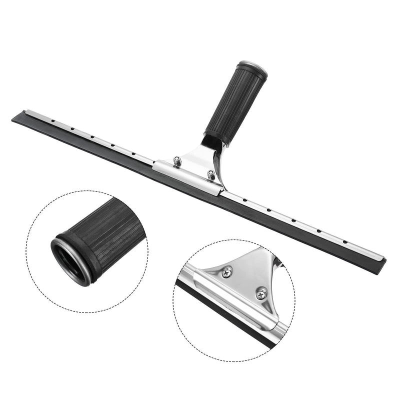 MECCANIXITY Shower Squeegee Stainless Steel Window Cleaning Tool with Replacement Rubber for Shower Glass Door, Bathroom Mirror, Marble Wall, 16 Inch, Black
