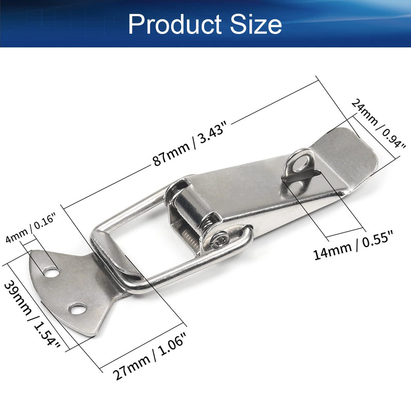 Yinpecly 10Pcs Iron Large Spring Loaded Toggle Latch Hasp Metal Hardware Fitting Spring Loaded Lock Catch Hasps for Case Box Trunk Catches, 3.43 inch Length with Lock Hole L 10pcs Iron