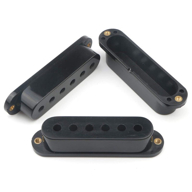 Unxuey 48 50 52mm Guitar Pickup Cover with Copper Rivet Black 6 Hole Single Coil Switch Knob Pickup Cover for Stratocaster 3pcs Set