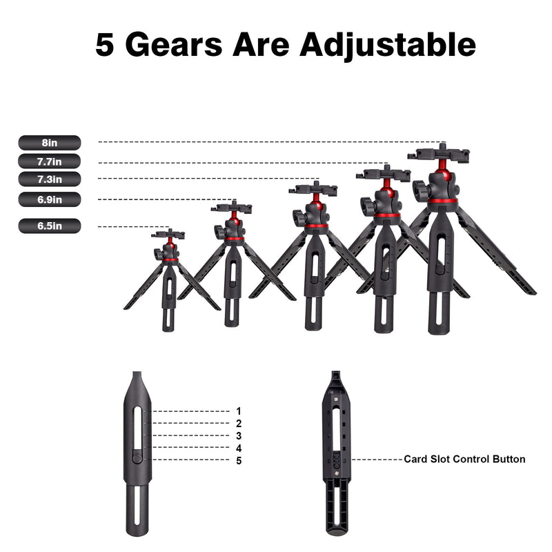 LCNCY Mini Tripod for Camera and Phone - Gopro Tripod - Pocket Tripod - Desk Webcam Tripod - DSLR Mini Tripod - Small iPhone Tripod with Universal Phone Mount and Remote black