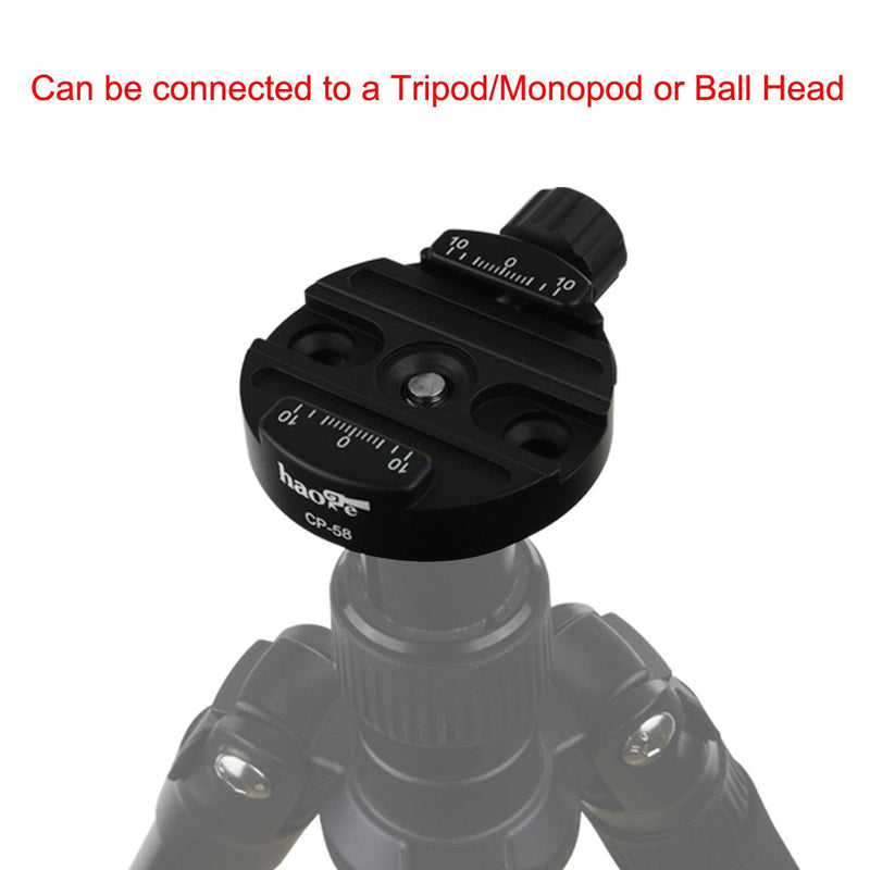 Haoge 58mm Screw Knob Clamp Adapter with 60mm QR Quick Release Plate for Camera Tripod Ballhead Monopod Ball Head Fit Arca Swiss CP-58+QR-60II