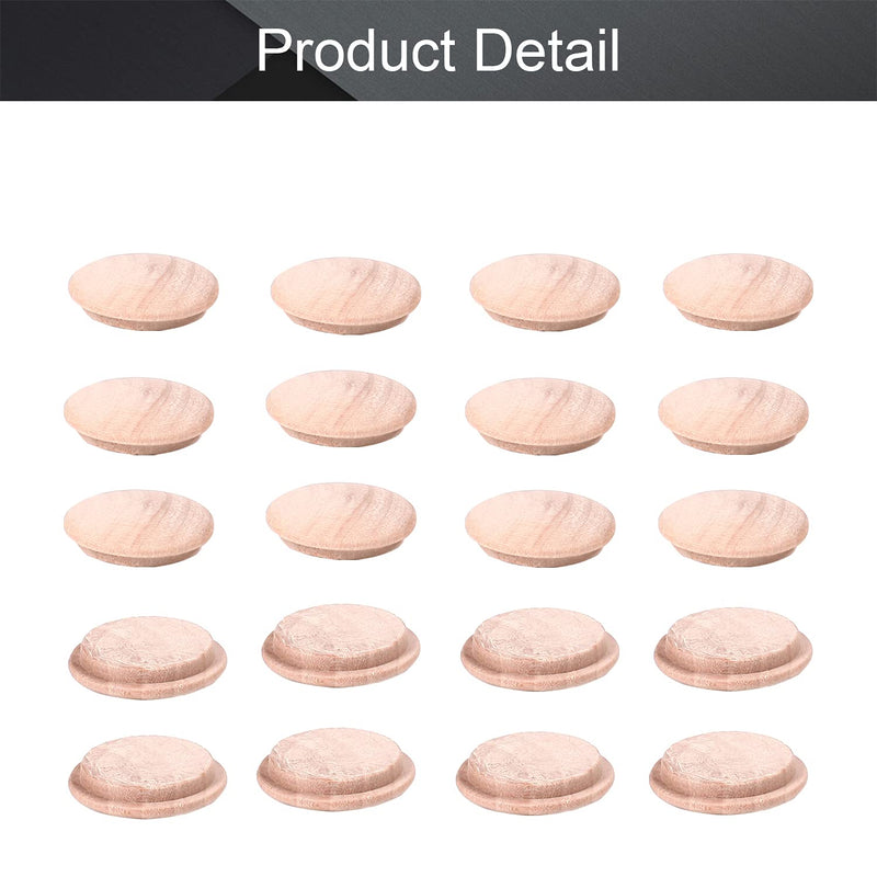 MroMax 100Pcs Round Wood Button Plugs 0.98" Dia Cherry Hardwood Furniture Buttons Caps 25mm Wooden Screw Covers for Screw Holes Craft Furniture Decoration Woodworking