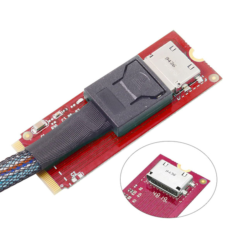 [AUSTRALIA] - CY Adapter PCI-E 4.0 M.2 M-Key to Oculink SFF-8612 SFF-8611 Host Adapter for PCIe Nvme SSD 2260 Black 8654-8482*4 NVME 2260 