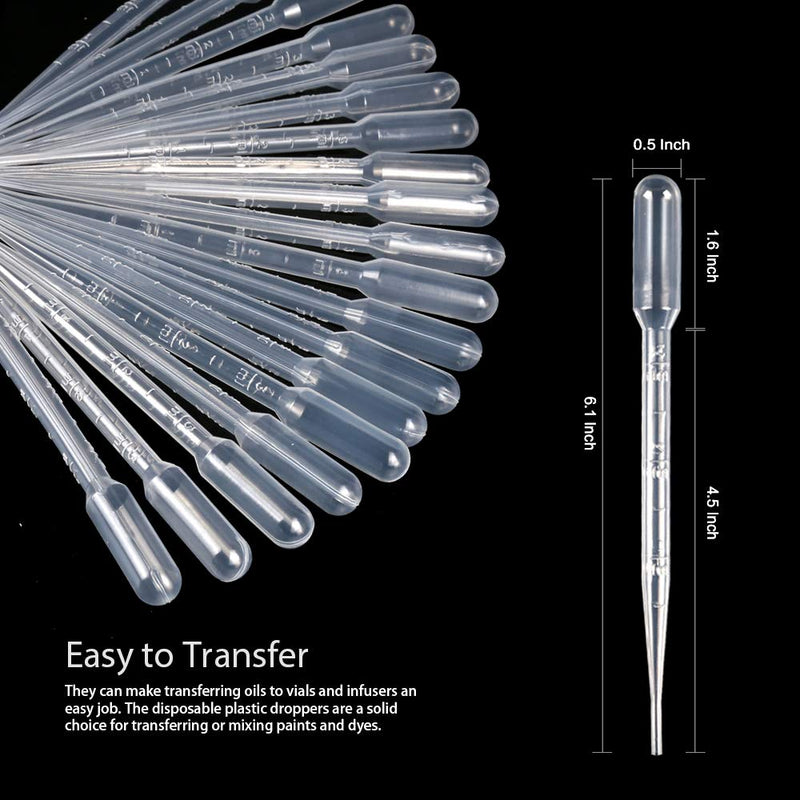 150PCS 3ML Plastic Transfer Pipettes Eye Dropper, Disposable Essential Oils Pipettes Dropper Makeup Tool Science and Lab 150