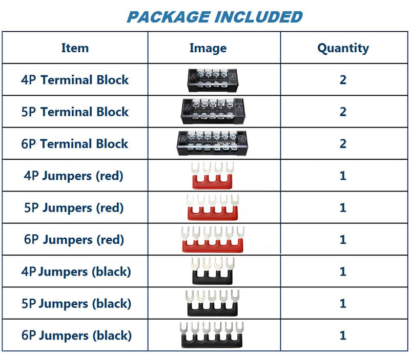 Terminal Strips, FIXITOK 6 Sets 4/5/6 Positions Terminal Block Strips Waterproof 600V 15A Screw Terminal Strips with 400V 15A Pre-Insulated Terminal Barrier Strip Jumper 15A-4/5/6P