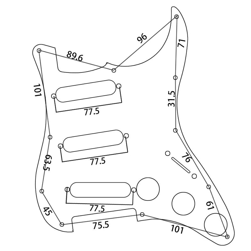 Yibuy Black 3-ply Dual Rail Pickup Electric Guitar Loaded Prewired Pickguard set SSS 9.2-9.3 kohm