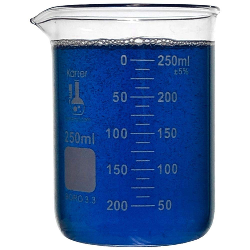 Karter Scientific 214T2, 3.3 Boro, Griffin Low Form, Glass Beaker Set - 3 Sizes - 50ml, 100ml, 250ml 50 / 100 / 250mL STANDARD