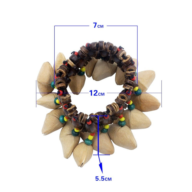 Mowind 2PCS African Tribal Style Nuts Shell Bracelet Dora Nut Handbell Percussion Accessories