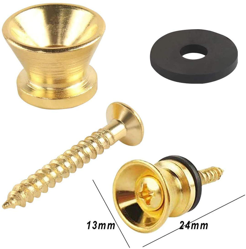 18 PCS Guitar Strap Lock and Button, Metal Flat Head Guitar Strap Anti-20Pcs Stripping Lock System for Electric Acoustic Guitar Bass Ukulele, Silver Black and Gold Colors