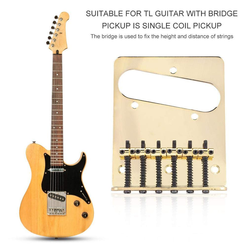 Dilwe Telecaster Guitar Bridge, Metal Guitar Bridge with Screws Wrench for TL Tele Telecaster Electric Guitar of Single Coil Pickup Gold