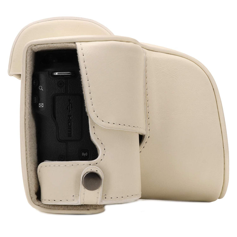 MegaGear Ever Ready Leather Camera Case Compatible with Canon EOS M50 Mark II (15-45mm), M50 (15-45mm) White