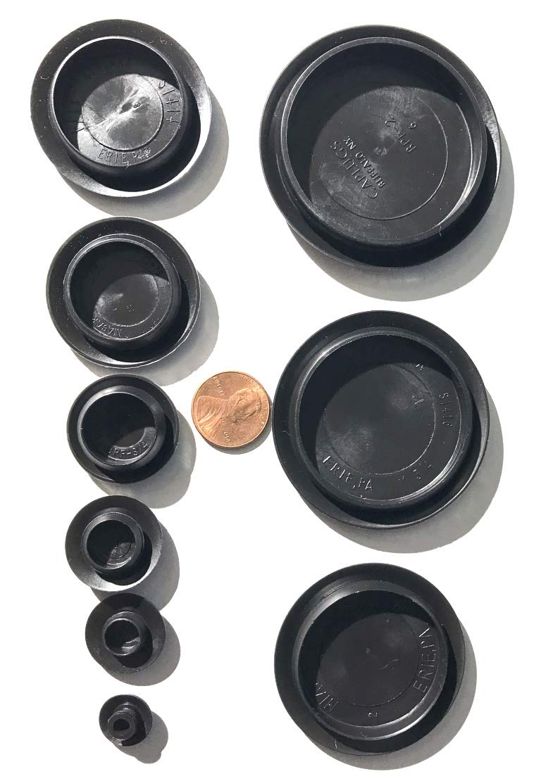 (Lot of 40) CAPLUGS | Flush Mount Black Hole PANEL PLUGS | Assorted "10 Each" ( 1-1/4", 1-1/2", 1-3/4", 2" ) for Auto Body and Sheet Metal Thickness range 03 - .08 Inch | by SBD