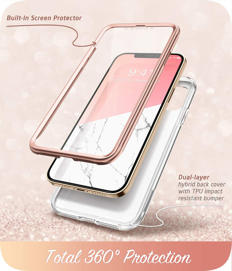 i-Blason Cosmo Series Case for iPhone 12 Pro Max 6.7 inch (2020 Release), Slim Full-Body Stylish Protective Case with Built-in Screen Protector (Marble) Marble