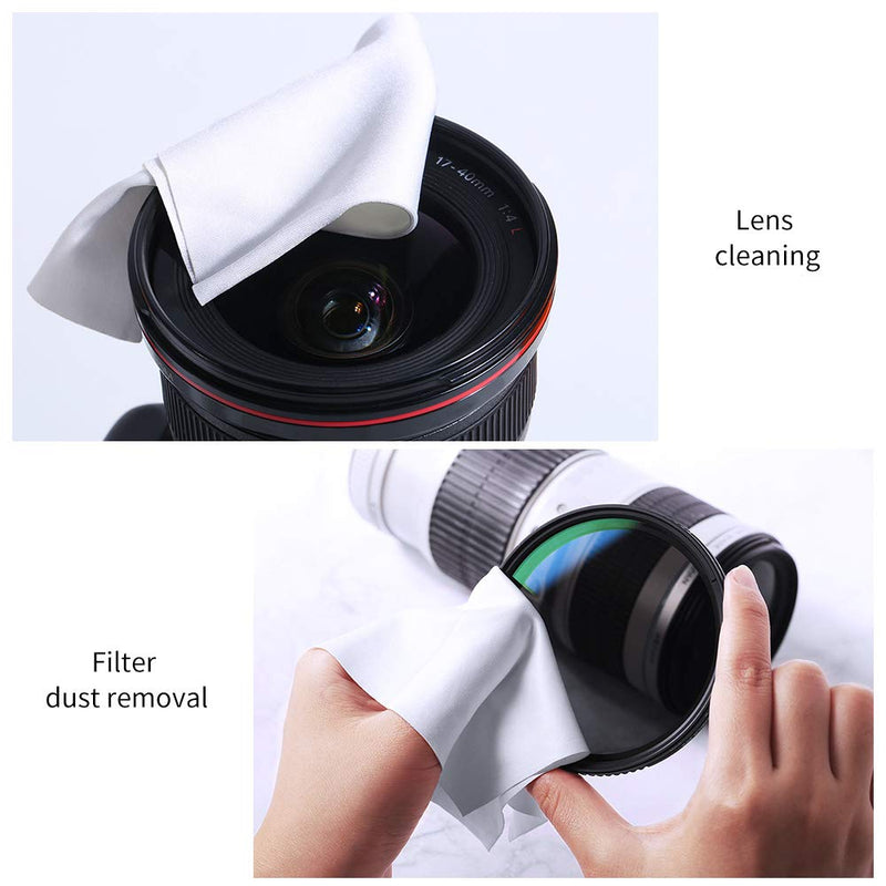 K&F Concept Microfiber Cloths for Camera Lens Washable 10-Pack 6x4in Vacuum Wrapped Lint Free Cleaning Cloth for Electronics and Glasses, Optics Precision Instrument Screens Polishing Cloth 10 Pack