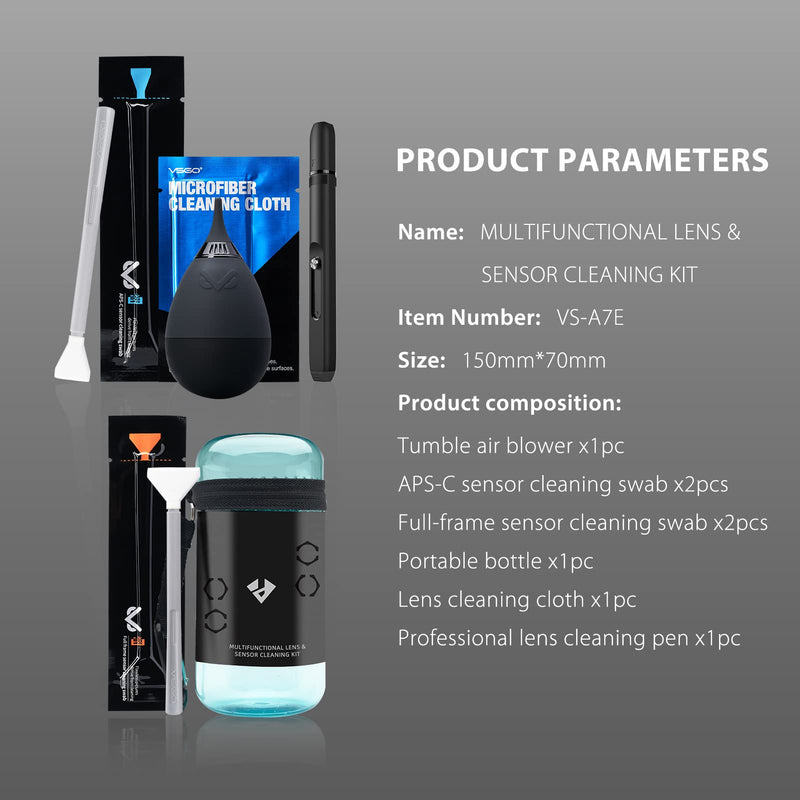 VSGO Professional Cleaning Kit Lens Cleaning Pen Full Frame and Aps-C Sensor Cleaning Swabs,Camera Air Blower,Lens Cleaning Cloth Compatible for Nikon,Sony DSLR Camera Cleaner,Sensor Cleaner