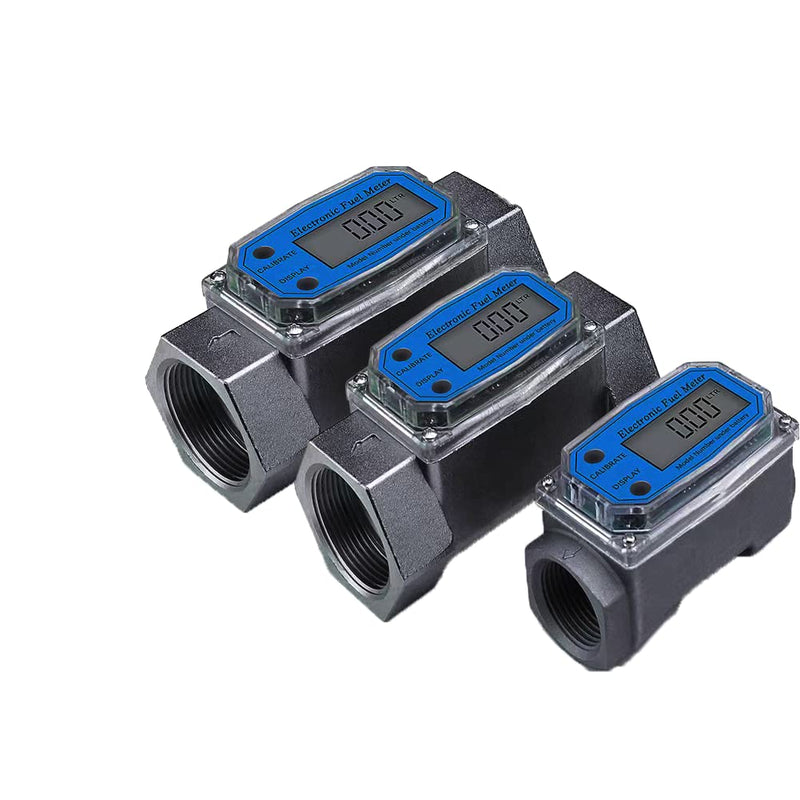 LELUKEE Digital Fuel Turbine Aluminum Flowmeter with LCD Display,1″ FNPT Inlet/Outlet (10-100 LPM)-Unit of Measurement Support L/GAL/PTS/QTS (1inch) 1inch