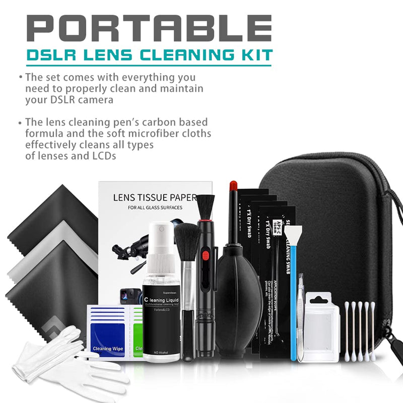 ParaPace Professional Camera Cleaning Kit (with Waterproof Case),Including Cleaning Solution/5 APS-C Cleaning Swabs/Lens Pen/Air Blower/Cleaning Cloth for DSLR Cameras(Canon,Nikon,Sony)