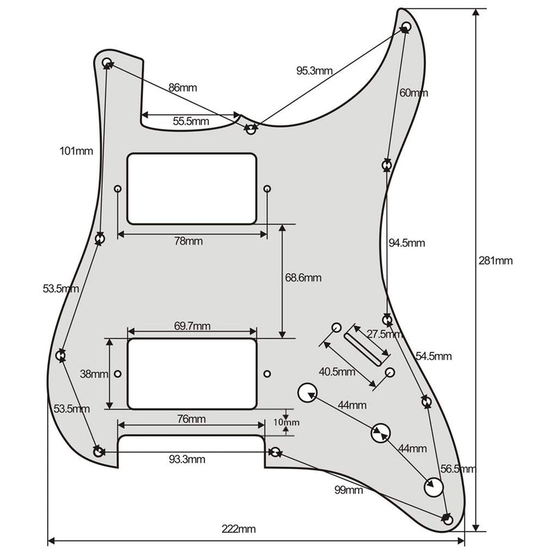 IKN 11 Hole Double Humbucker Cut Pickguard HH Strat Guard with Mounting Screws for Americian Standard Stratocaster Guitar, 3-Ply Mint Green