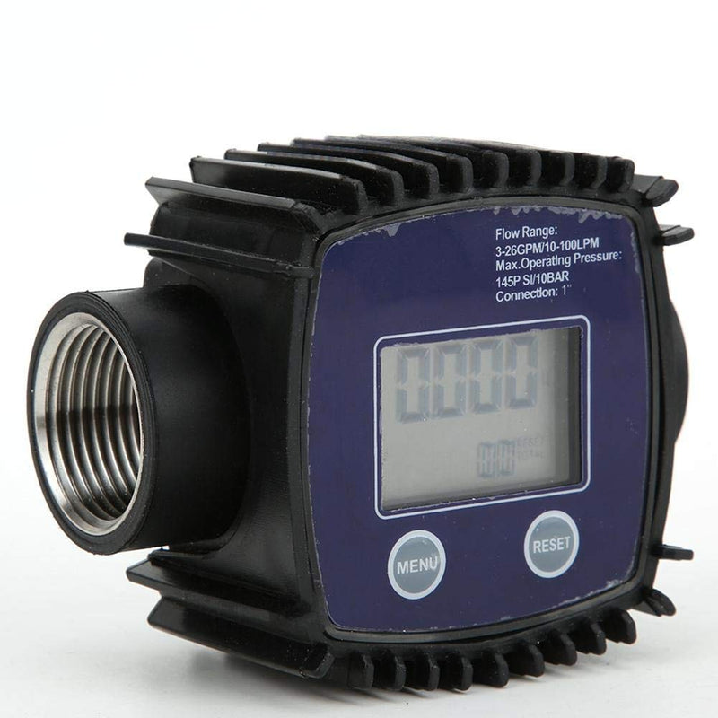 Flow Meter, K25 1 in Female Thread Flowmeter Digital Display Liquid Flow Sensor 10-120L/MIN, for Petroleum, Chemical, Pharmaceutical(Blue) Blue