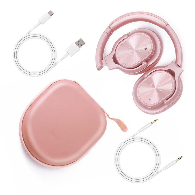 ZIHNIC Active Noise Cancelling Headphones, 40H Playtime Wireless Bluetooth Headset with Deep Bass Hi-Fi Stereo Sound,Comfortable Earpads for Travel/Home/Office (Rose Gold) rose