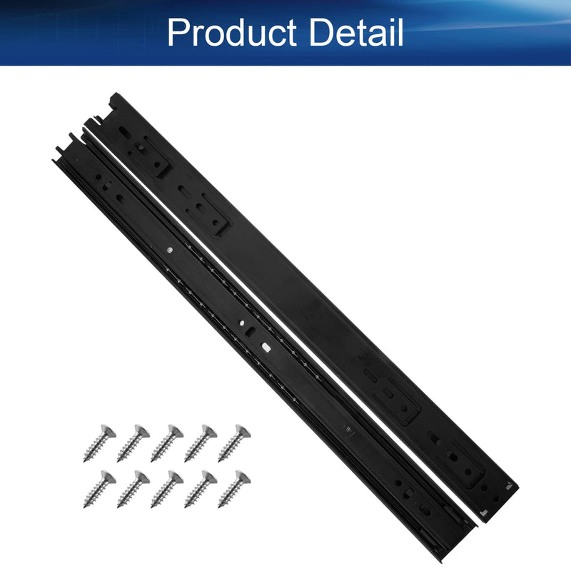 Yinpecly Metal Ball Bearing Side Mount Drawer Slides 18" Cold Rolled Steel for Furniture Drawers Full Extension Ball Bearing Slide Track Rail 100 LB Bearing Capacity Side Mount Black 1pcs