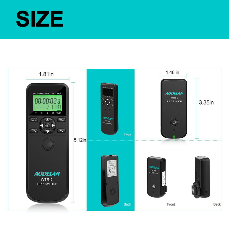 Wireless Timer Remote Shutter Release Intervalometer with LCD and HDR Canon EOS RP, Rebel T6, SL2, 6D II, 5D IV, SX70 HS; for Fujifilm GFX 50R, X-T3; for Olympus OM-D E-M1 Mark II; for Pentax K-1 II for Canon