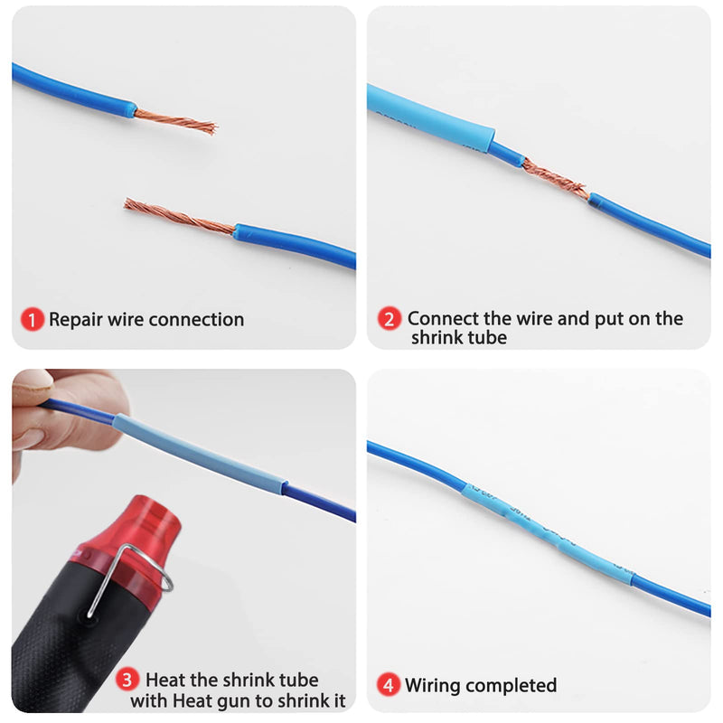 FloweryOcean Heat Shrink Tubing Kit - 2:1 Shrink Ratio,328Pcs Wire Shrink Wrap Tubing and 300W Mini Heat Gun - for Shrink Wrapping, Wire and Cable Repair, Hand Crafts