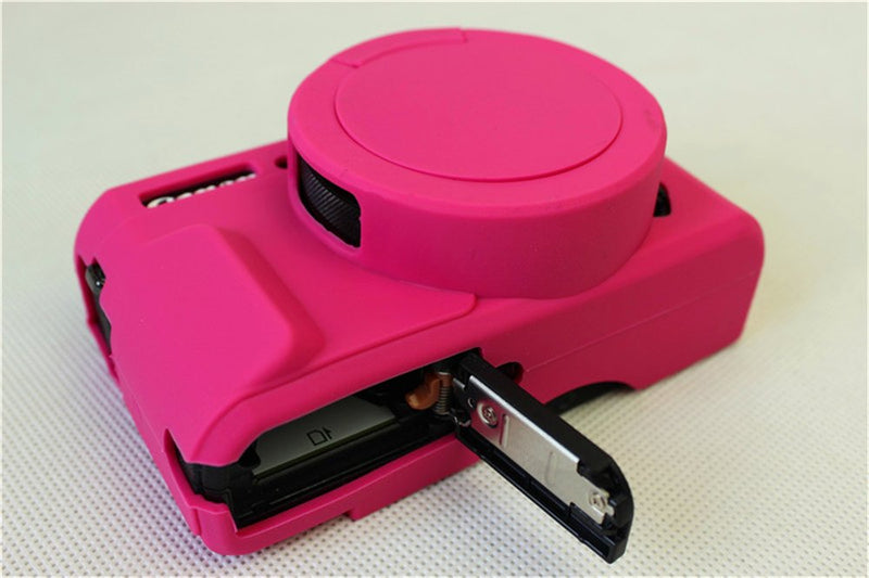 G7 X Mark II Case, BolinUS Fullbody Ultra-Thin Lightweight Rubber Soft Silicone Case Bag Cover for Canon PowerShot G7 X Mark II -Rosered Rosered