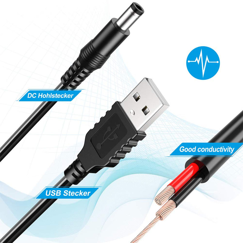 USB to DC Power Cable,PChero 10 in 1 Universal USB to DC Jack Charging Cable Power Cord with 10 Interchangeable Plugs Connectors Adapter for Router IP-Camera Speaker and More Home Electronics Devices