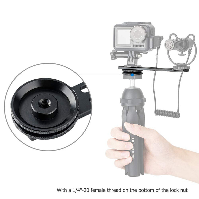 JJC Metal Cold Shoe Mount Bracket Extension Bar for Sony RX100 VII A6400 A6100 A6600 Canon G7X Mark III EOS M6 Mark II GoPro Hero DJI OSMO Action Camera & Cell Phone to Add Mic, Arca Swiss Type Plate