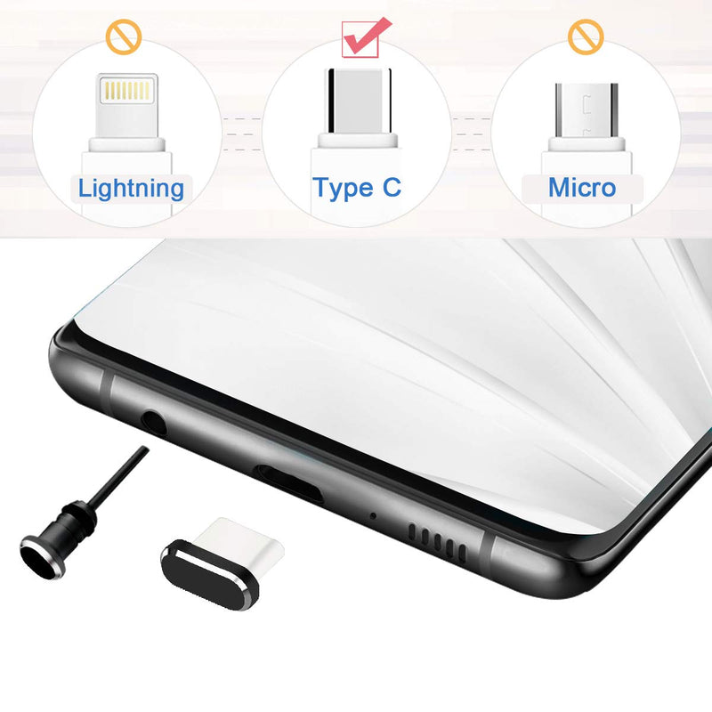 [AUSTRALIA] - VIWIEU USB C Dust Cover Plug Charms, Cell Phone Type C Charging Port and Earphone Jack Cap Dirt Protectors, Compatible with Samsung Galaxy Pixel OnePlus Laptop MacBook Pro Android Devices Black 2 Pack 