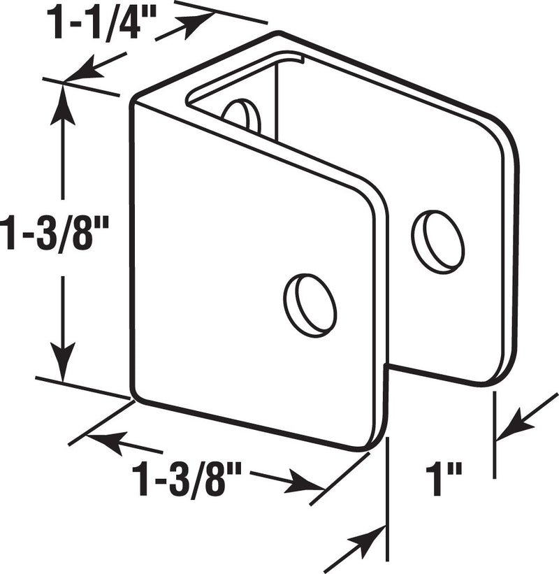 Sentry Supply 656-9435"U Bracket, for 1 in. Panels, Stainless Steel Construction (Cast), Brushed Texture, Satin Finish, Fasteners, Pack of 1