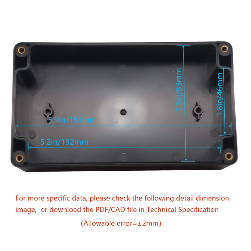 Zulkit Junction Box Waterproof Dustproof IP65 ABS Plastic Project Box Universal Electrical Boxes Enclosure Black 6.22 x 3.54 x 2.36 inch (158 x 90 x 60 mm)(Pack of 2) 6.22'' x 3.54'' x 2.36''(Pack of 2)