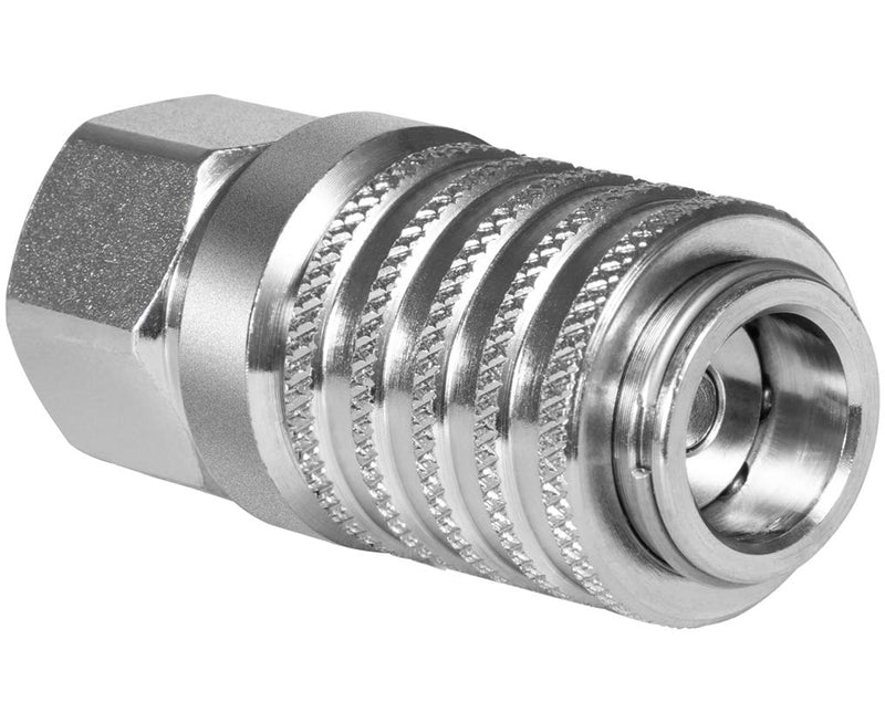[AUSTRALIA] - PD242 Series PD Steel Test Port and Diagnostic Equipment Quick Coupler with Female Pipe Thread, 1/8" Body Size, 1/4"-18 NPTF Thread Size, 2.12" Length 