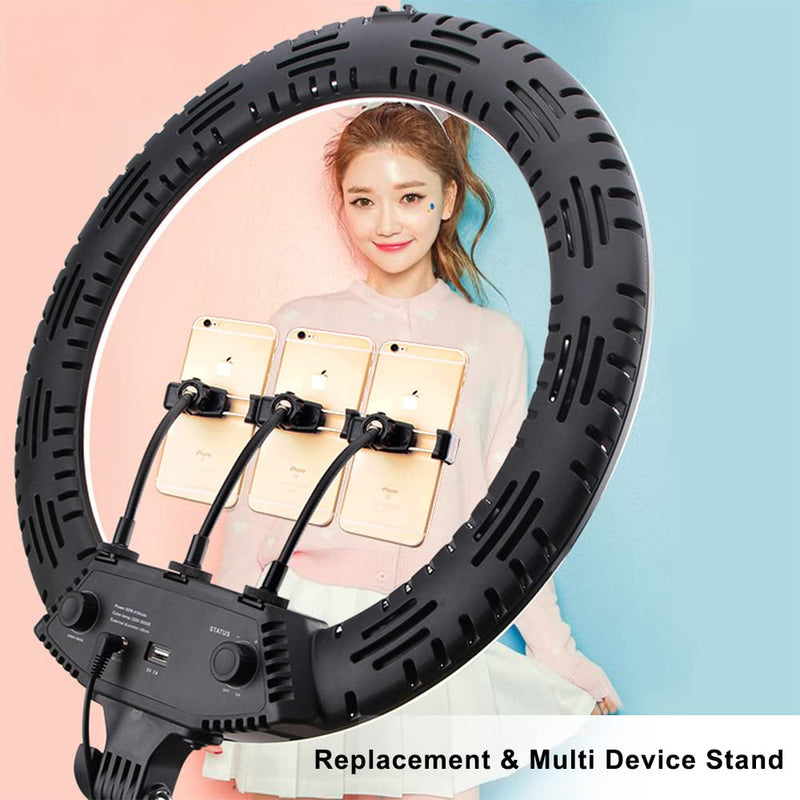 Phone Holder for Ring Light and Tripod Stand with 1/4" Female Thread Adapter, Flexible Gooseneck Phone Tripod Mount with Detachable Hot Shoe and 1/4" to 1/4" Male Threaded Converter Fits Most Devices