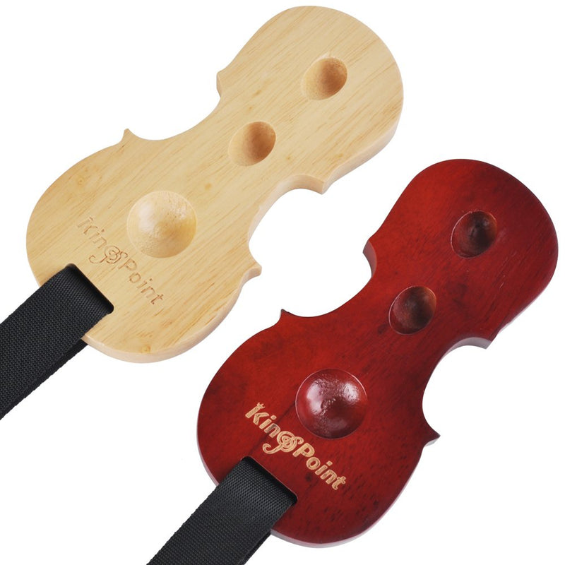 KingPoint Solid Wood Cello Endpin Rest Non-slip Stopper Anchor Protector in Cello Shape 3 Holes Holder Red wood