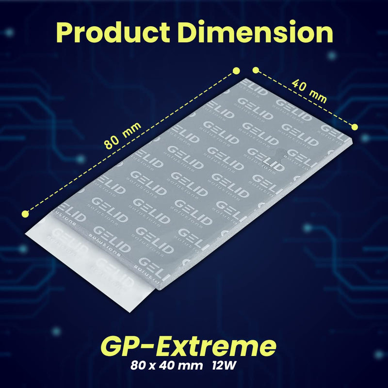 Gelid Solutions GP-Extreme 12W-Thermal Pad 80x40 (2pcs) Excellent Heat Conduction, Ideal Gap Filler. Easy Installation. (80x40x2.5 (2pcs)) 80x40x2.5 (2pcs)
