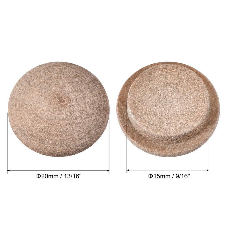 uxcell Wood Button Top Plugs 9/16 Inch Cherry Hardwood Furniture Plugs 25 Pack