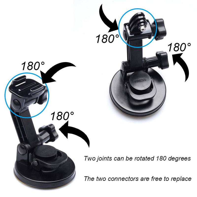 Suptig Suction Cup Mount Compatible for Gopro Hero 10 Hero 9 Hero 8 Hero 7 Hero 6 Hero 5 Hero 4 Hero 3+ Hero 3 Hero 2 Gopro Max Hero+ Hero Session and Other Action Cameras (Black)