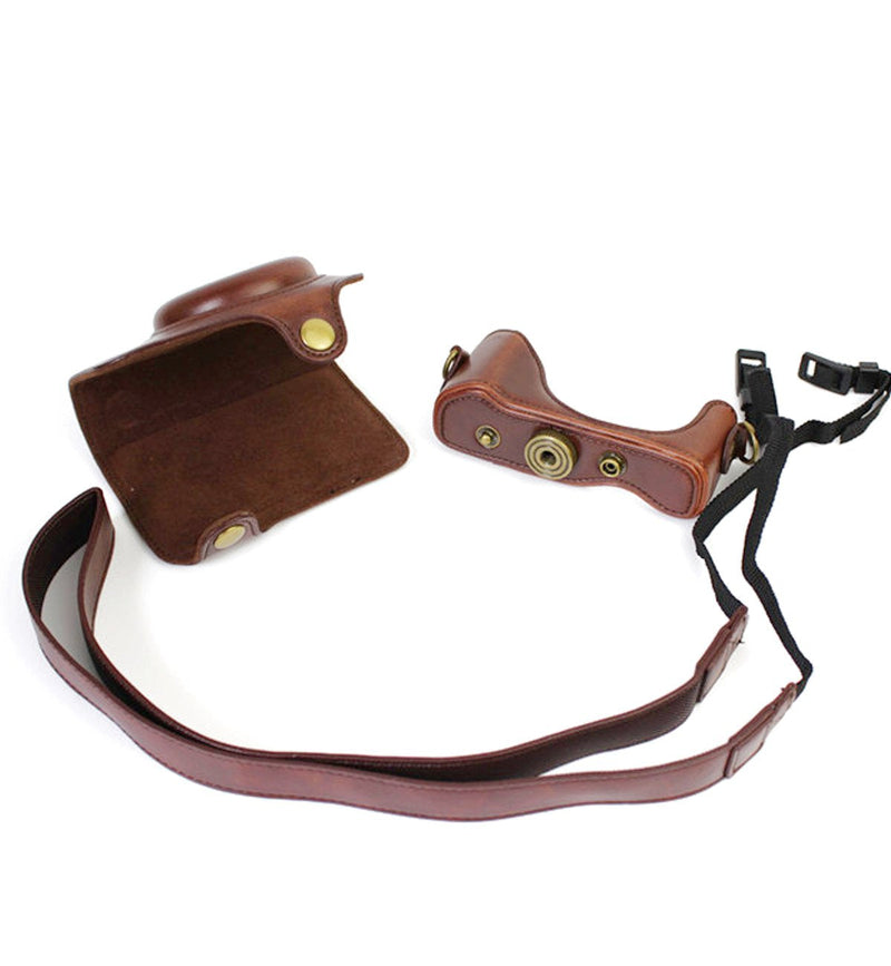 TUYUNG Vintage Leather Camera Case Bag with Strap for Canon Powershot G7X, G7X Mark II DSLR Camera - Coffee