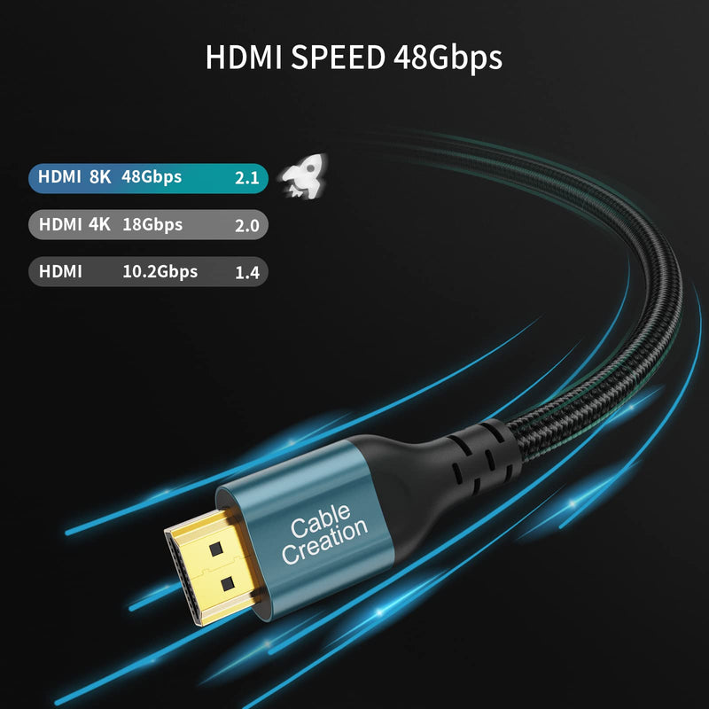 HDMI Cable 8K, CableCreation eARC HDMI Cable (48Gbps, 8K/60Hz) - 3.3 Feet, HDMI Cable 8K, eARC HDR HDCP 2.2 2.3 with PS5 PS4, Xbox Series X, MacBook Pro 2021, Roku TV, Sony TV, Samsung TV 3.3ft Blue