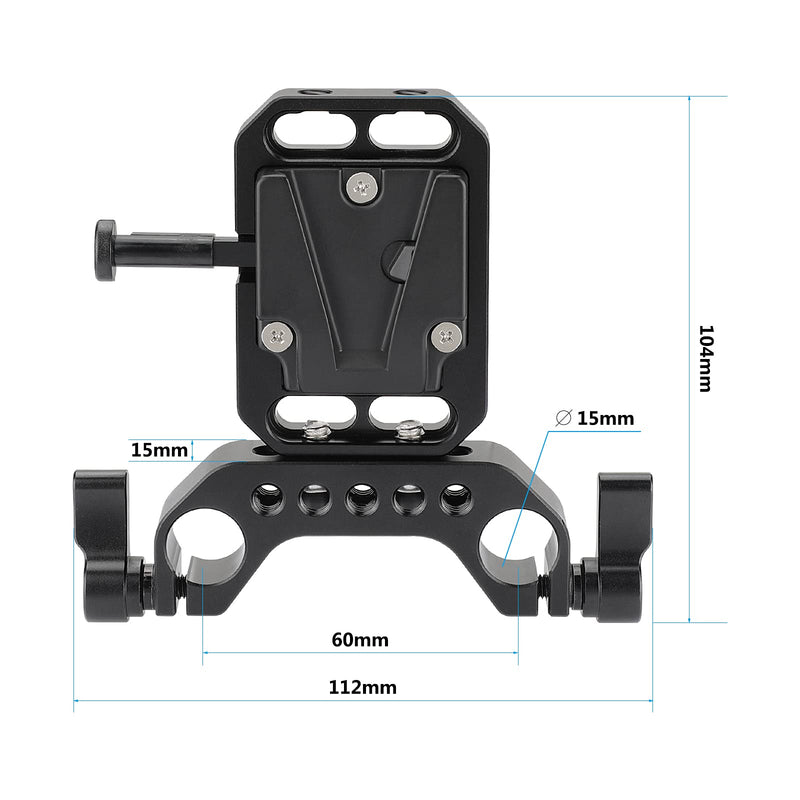 CAMVATE V-Lock Quick Release Adapter with 15mm Railblock Rod Holder for Camera Cage Kit / Shoulder Rig - 2865