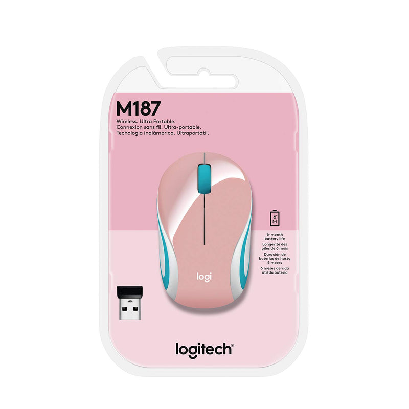 Wireless Mini Mouse M187, Pocket Sized Portable Mouse for Laptops, Blossom