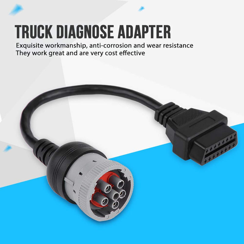 Adapter Cable, Truck Diagnose Interface Female 16 Pin OBD2 6 Pin Replacement Adapter Cable for Automotive Diagnostic Tool