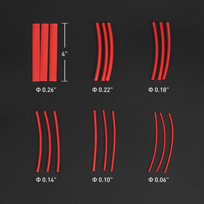 High Heat Shrink Tubing Tube - 2:1 Heat Shrink Ratio Flame Retardant 9 Color 6 Size 162 PCS in Transparent Plastic Box (2019 New Packing Design)